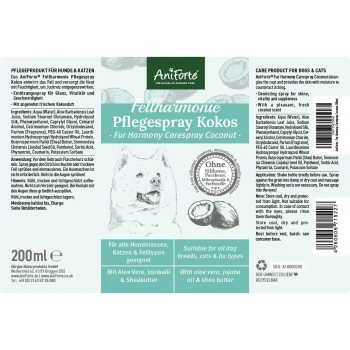 Aniforte Pflegespray Kokos Fellharmonie 200 Ml 3 Aniforte Pflegespray Kokos Fellharmonie 200 Ml – Bild 3