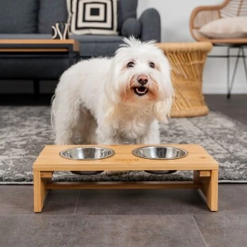 Lionto Erhöhte Futterstation Aus Bambus Braun/ Silber S 2 Lionto Erhöhte Futterstation Aus Bambus Braun/ Silber S – Bild 2