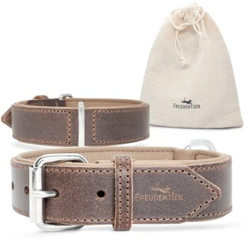 Freudentier Gefüttertes Halsband Aus Leder Dunkelbraun XXL 1 Freudentier Gefüttertes Halsband Aus Leder Dunkelbraun XXL