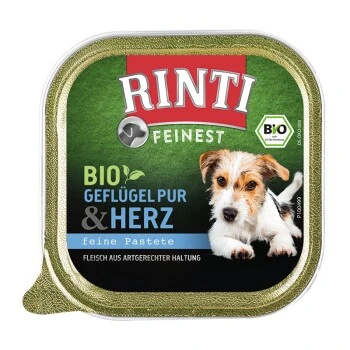 RINTI Feinest Bio Geflügel Pur & Herz 11x150 G 1 RINTI Feinest Bio Geflügel Pur & Herz 11x150 G